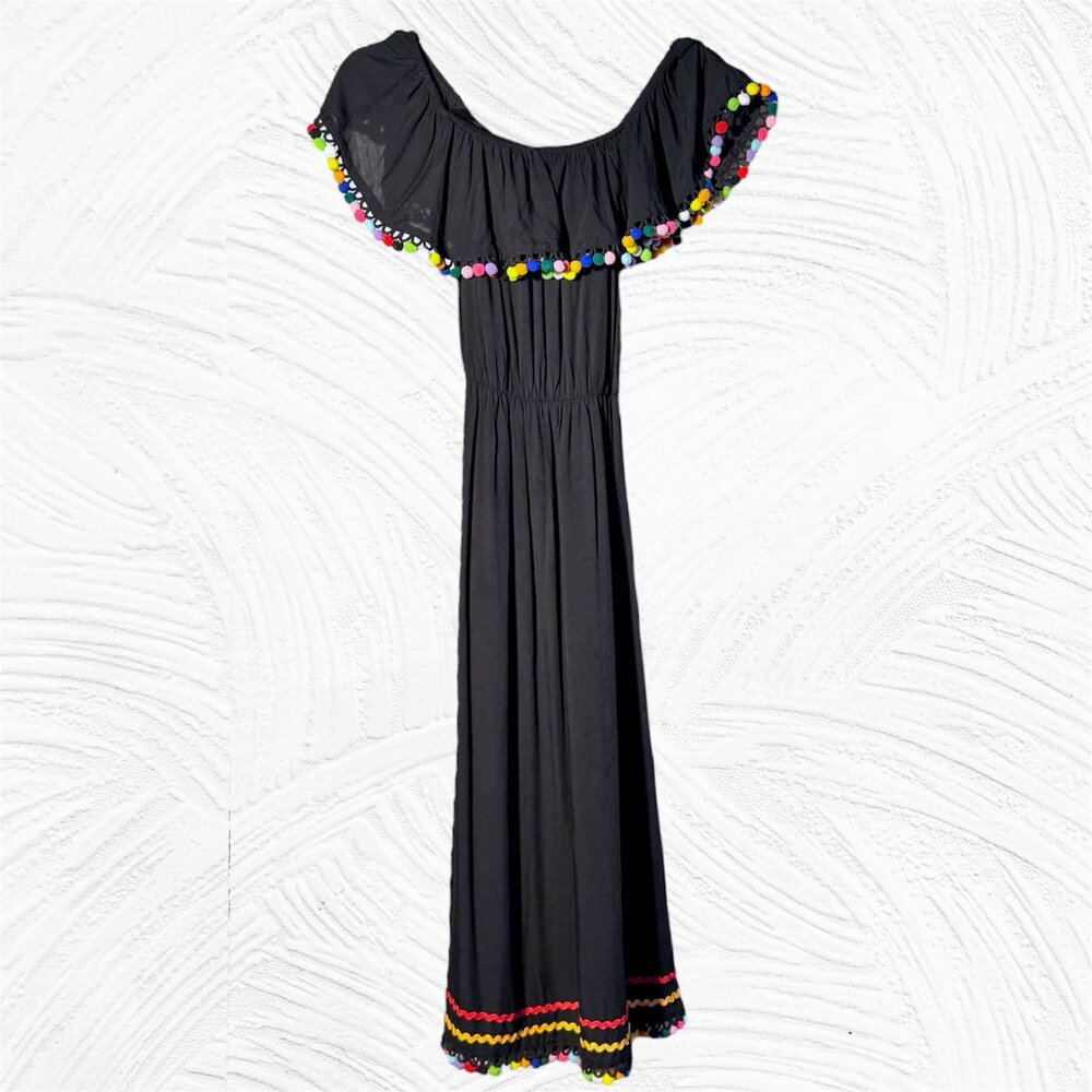 Collectif Ronda Pom Pom Mexican 50s Style Swing Dress Small Size US 6